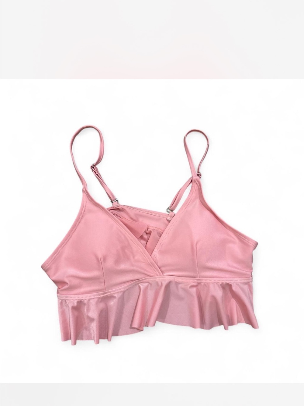 SHEIN Pink Ruffle Bralette Bikini Top